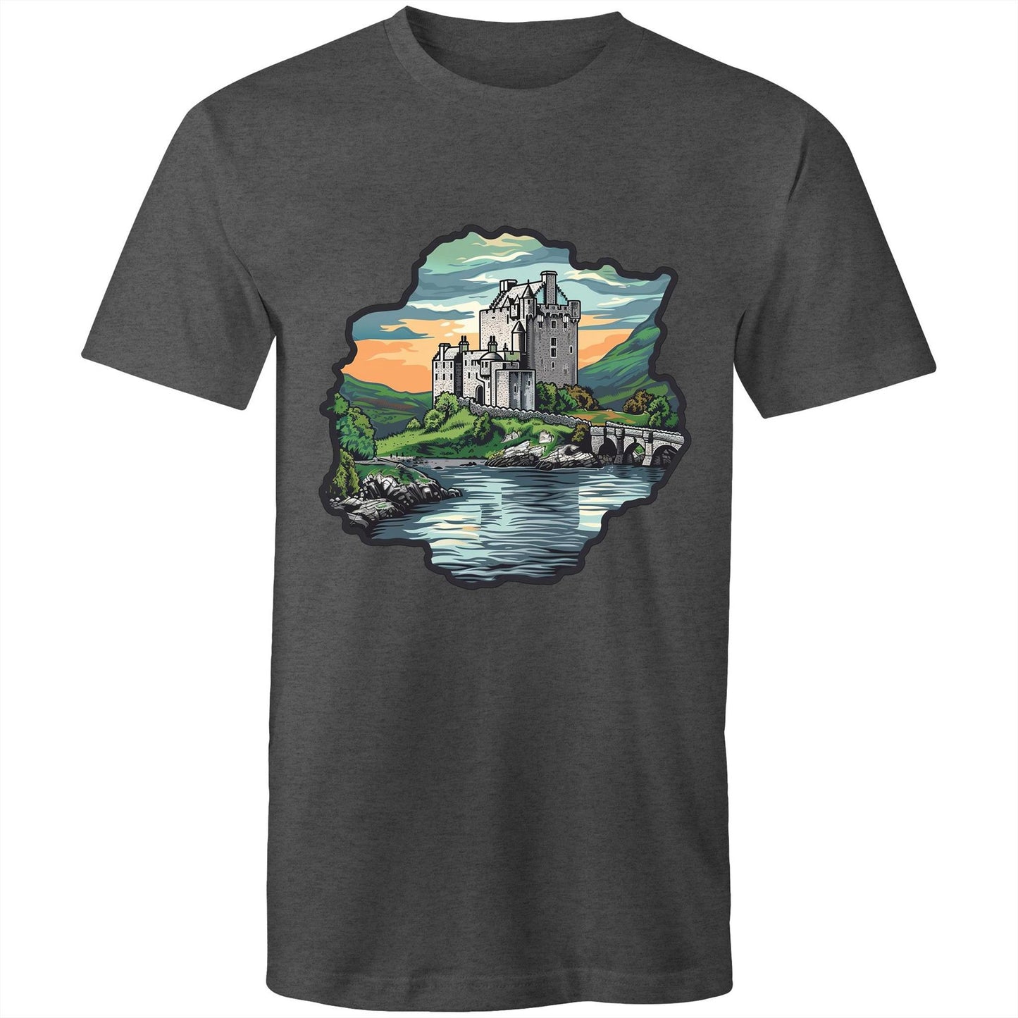 Men's Earthfolk T shirt - Medieval Castle - The Crescent Moon