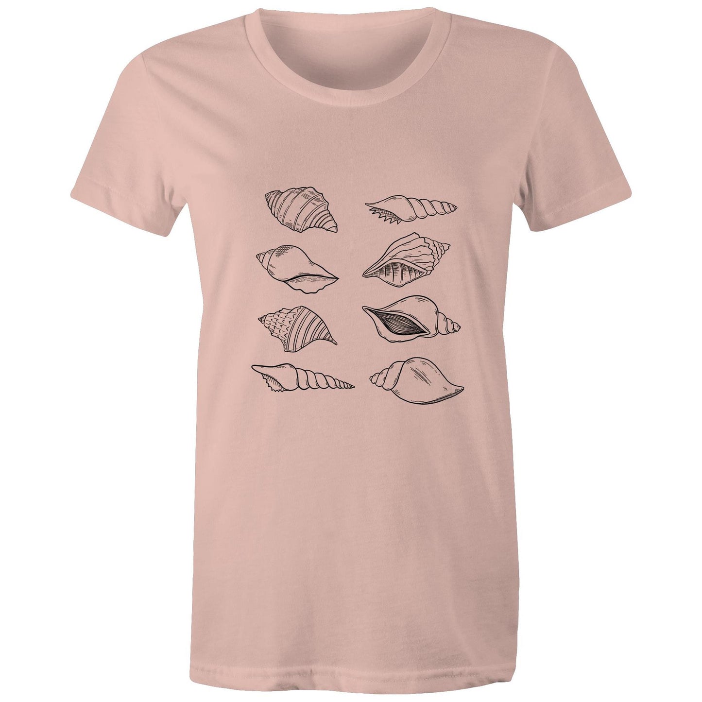 Women's Earthfolk T shirt - Mono Shells - The Crescent Moon