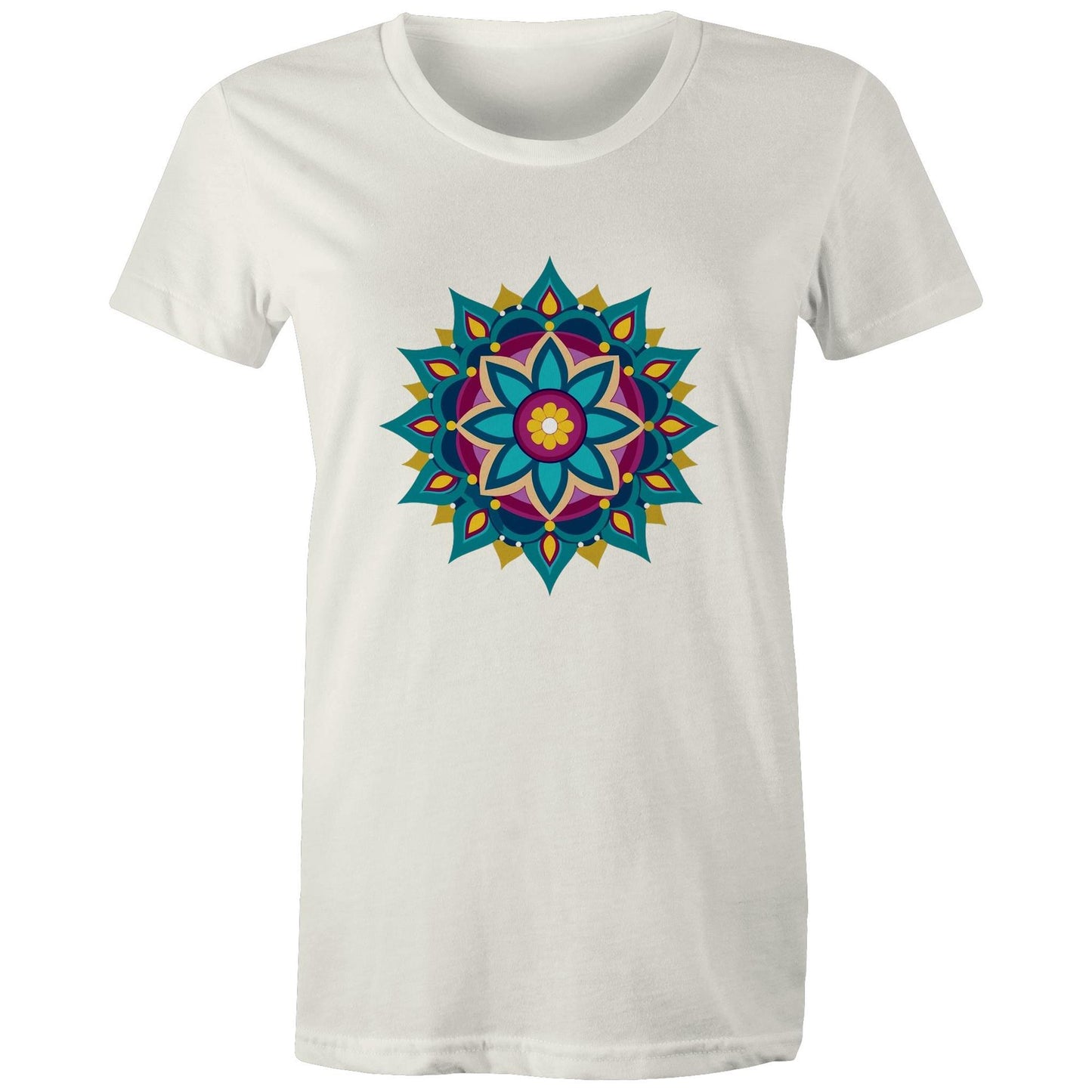 Women's Earthfolk T shirt - Mandala Blue - The Crescent Moon