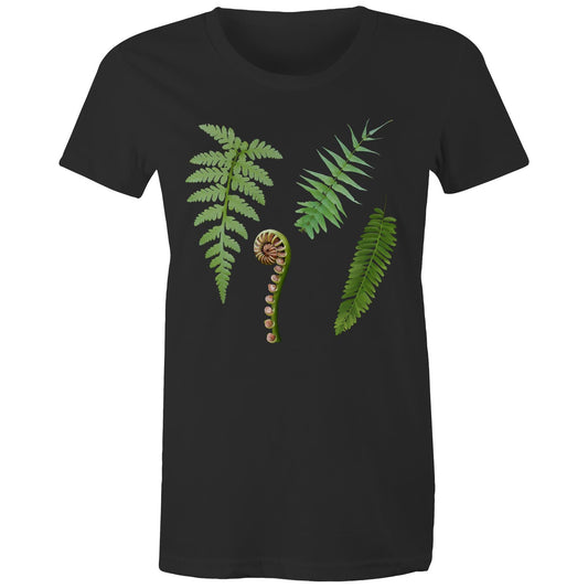 Women's Earthfolk T shirt -Ferns - The Crescent Moon