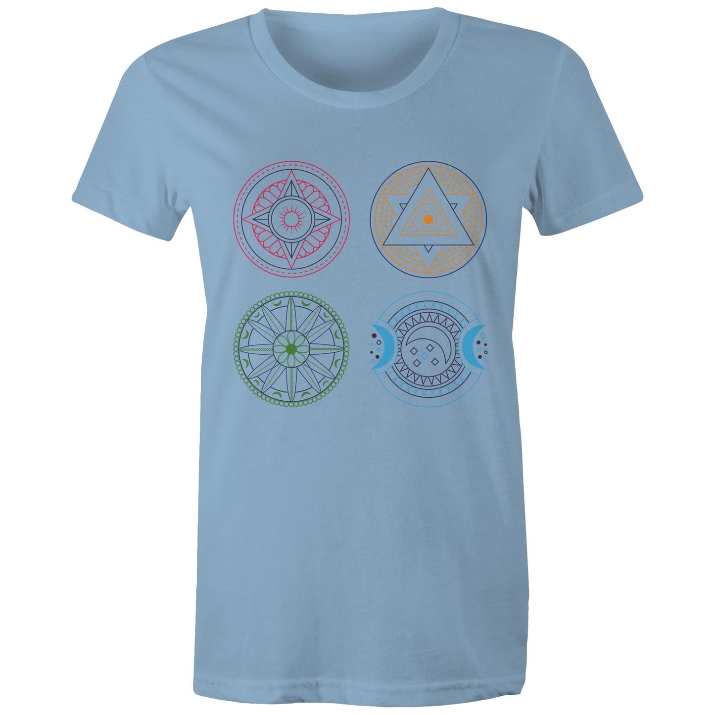 Women's Earthfolk Printed T shirt - Esoteric Mandala - The Crescent Moon