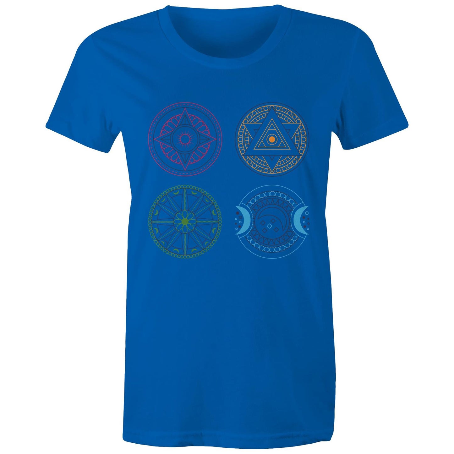 Women's Earthfolk Printed T shirt - Esoteric Mandala - The Crescent Moon