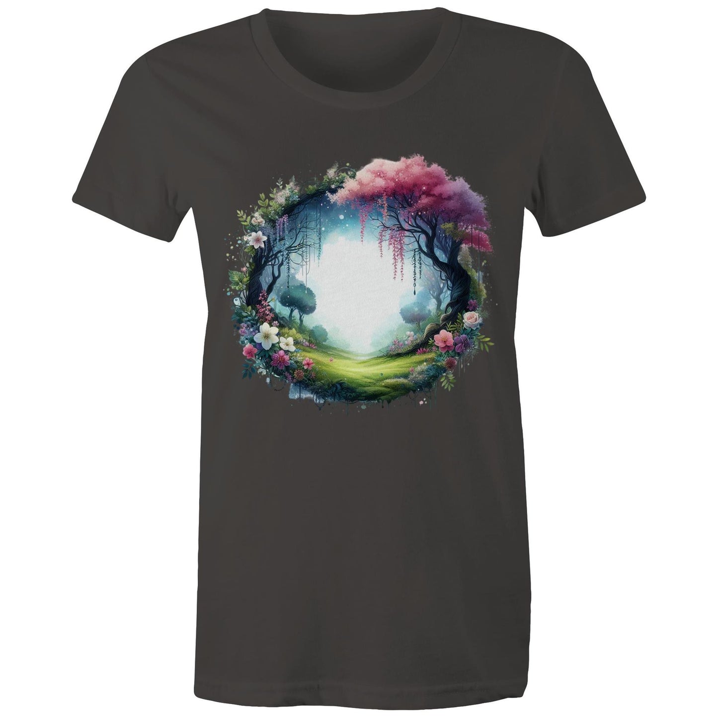 Women's Earthfolk Printed T shirt - Magickal Portal - The Crescent Moon