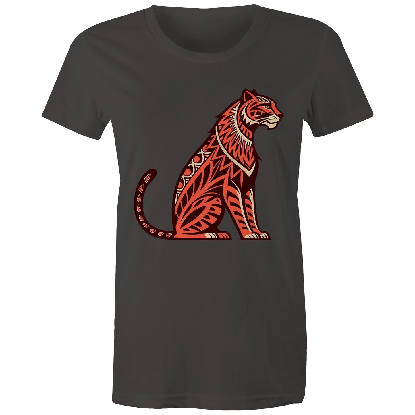 Women's Earthfolk Printed T shirt - Tribal Tiger - The Crescent Moon