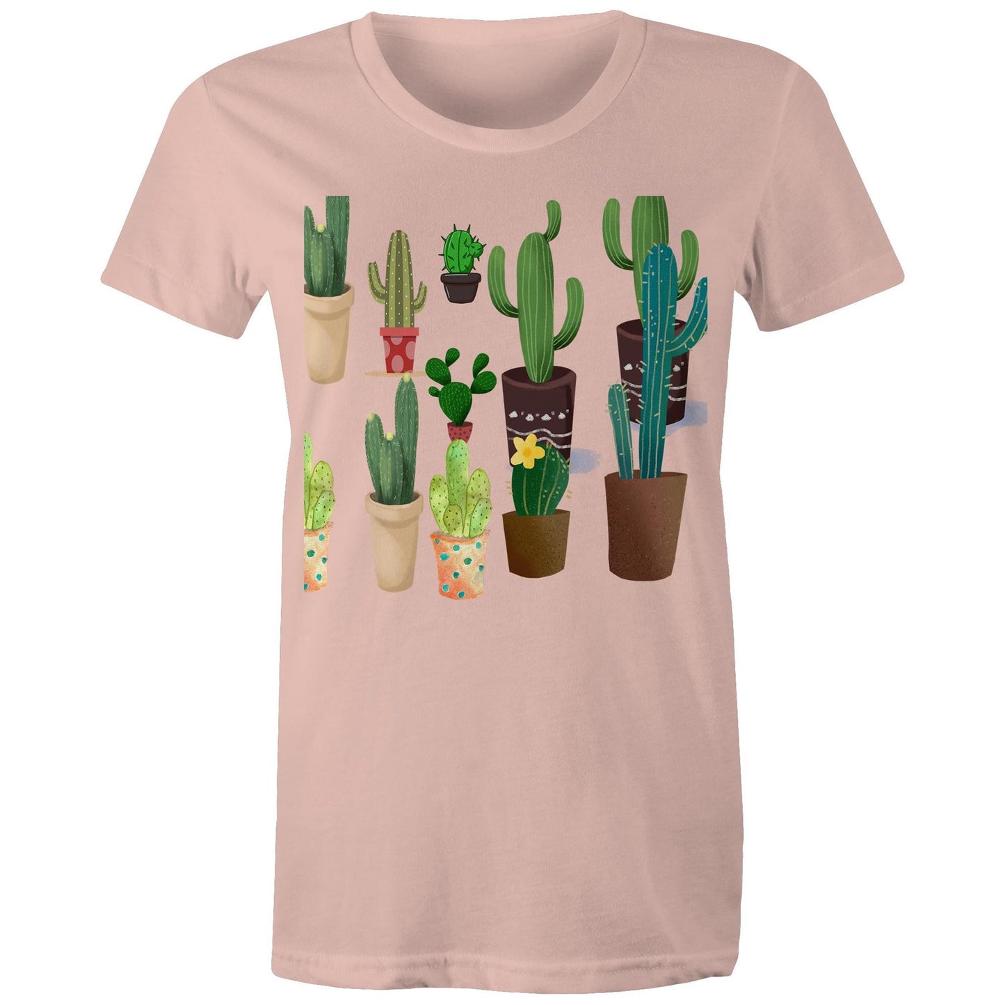 Women's earthfolk Printed T shirt - Succulents / Cactus - The Crescent Moon