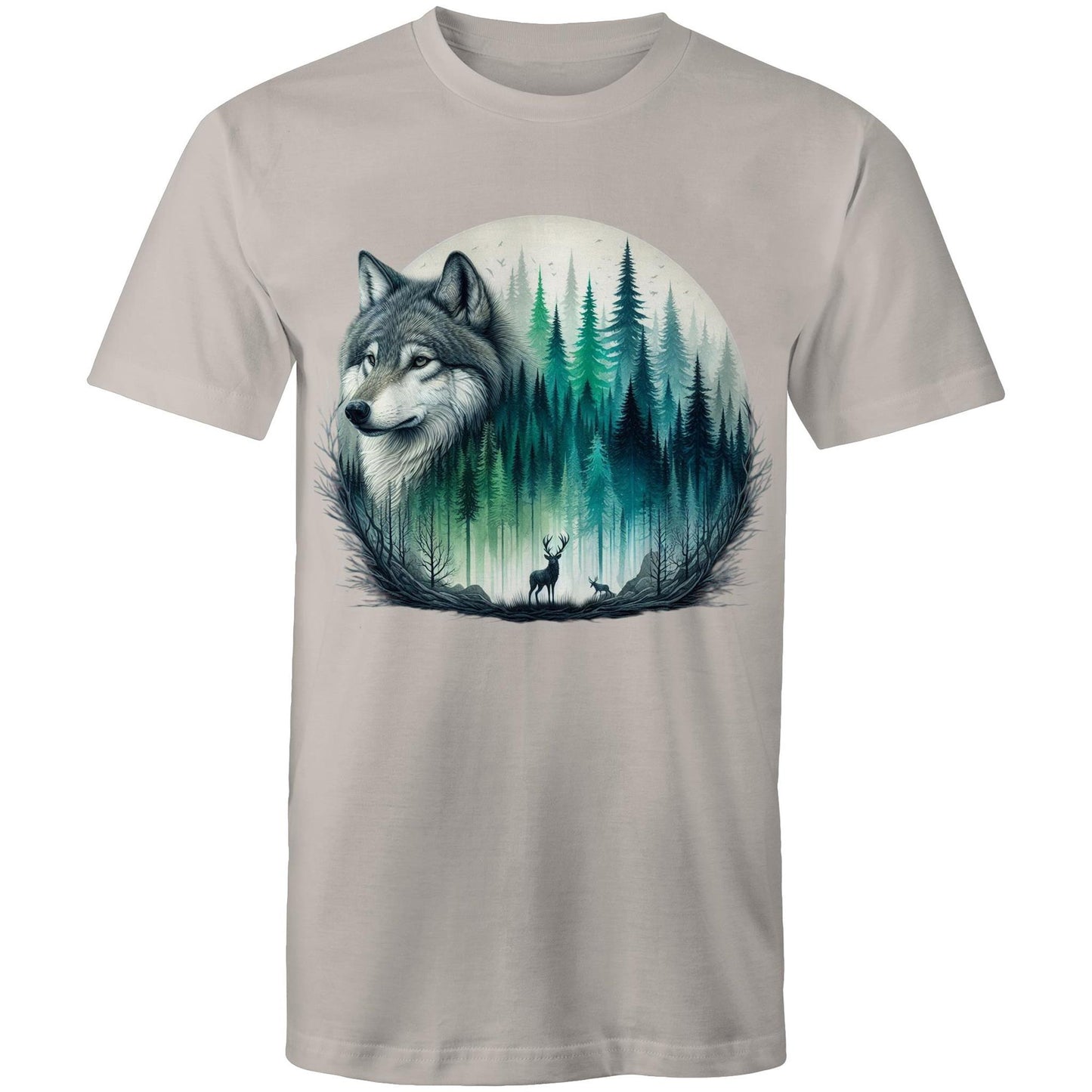 Men's Earthfolk T shirt - Wolf Landscape - The Crescent Moon