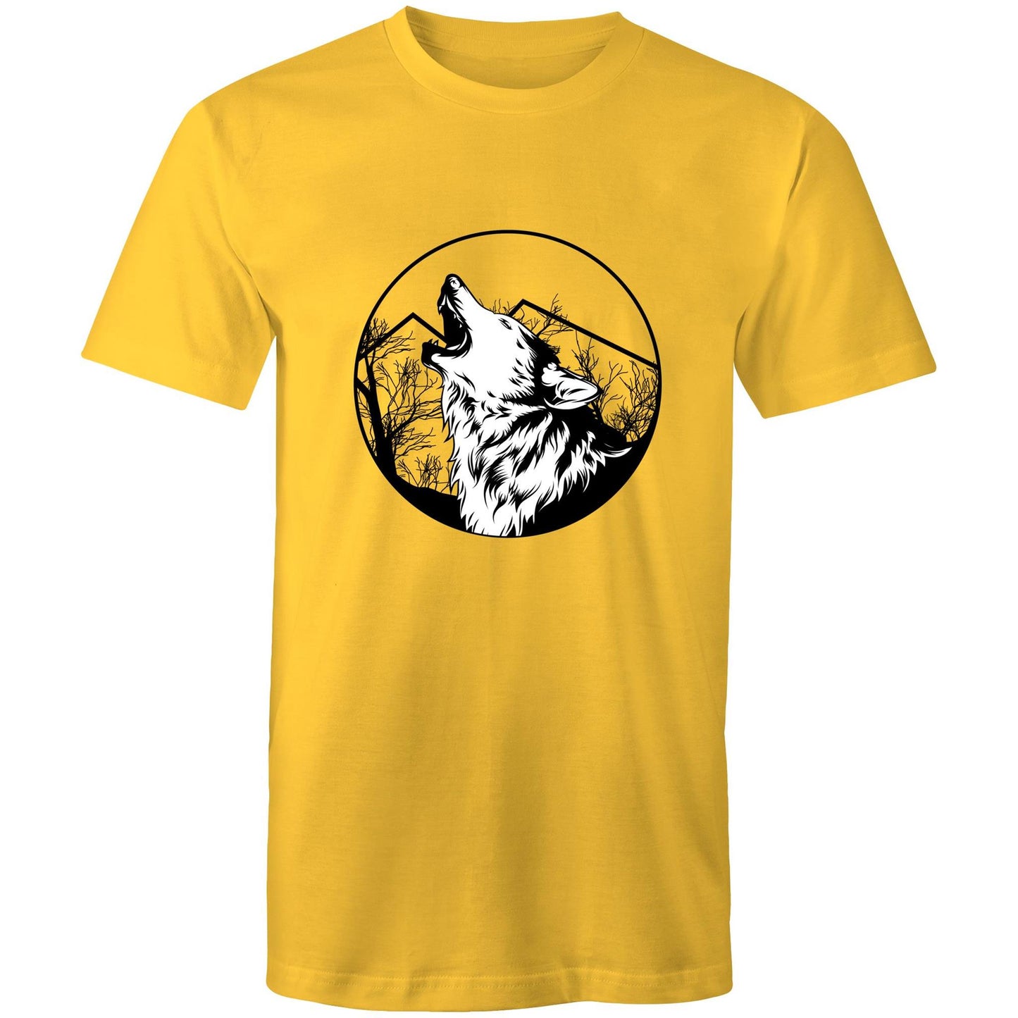 Men's Earthfolk Printed T shirt - Howling Wolf - The Crescent Moon