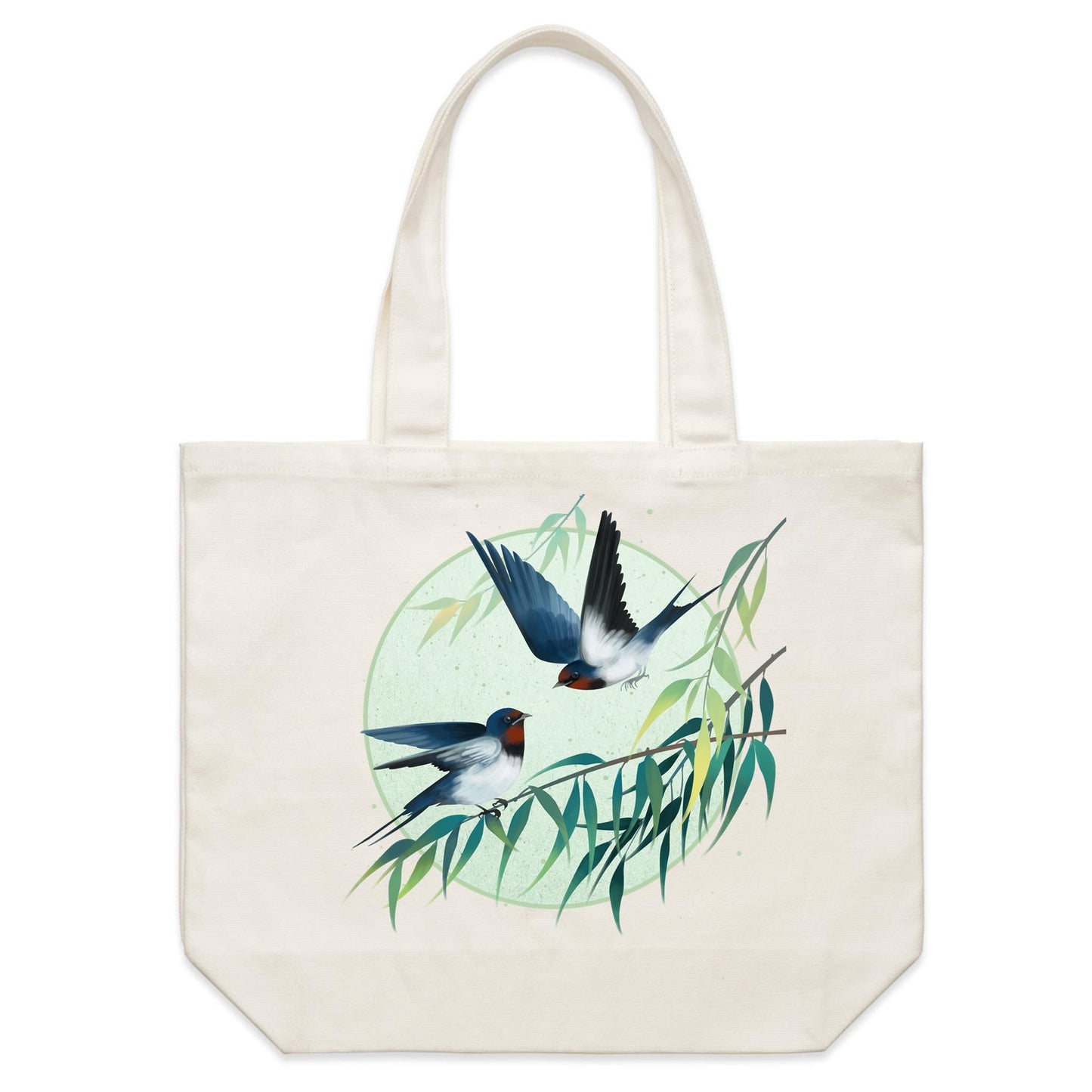 Earthfolk Canvas Tote Bag - Spring Swallows - The Crescent Moon
