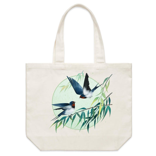 Earthfolk Canvas Tote Bag - Spring Swallows - The Crescent Moon