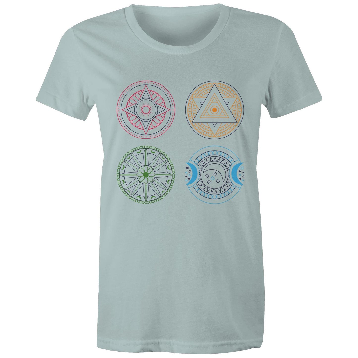 Women's Earthfolk Printed T shirt - Esoteric Mandala - The Crescent Moon