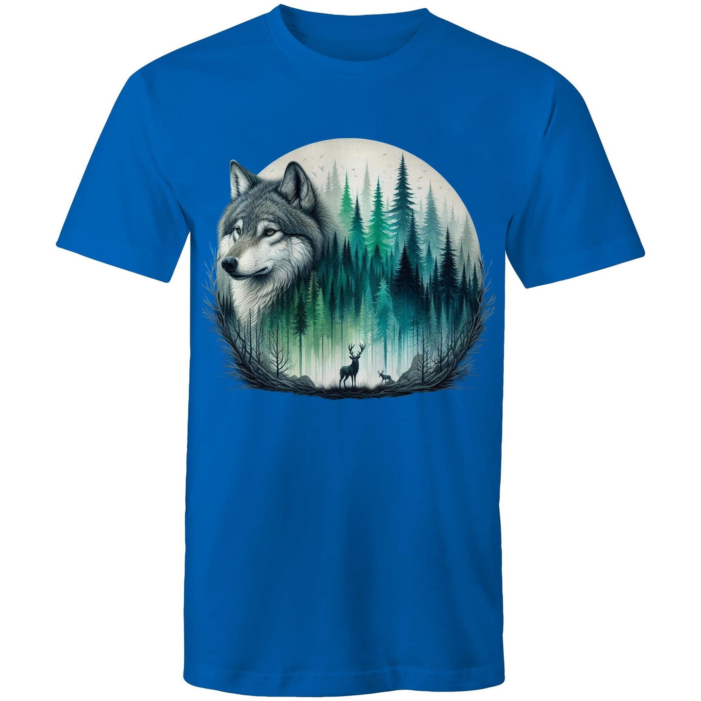 Men's Earthfolk T shirt - Wolf Landscape - The Crescent Moon
