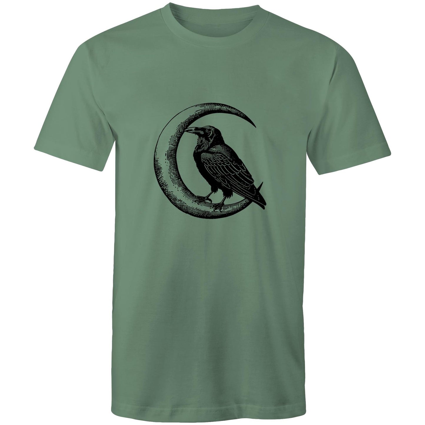 Men's Earthfolk Printed T shirt - Crow and Moon - The Crescent Moon