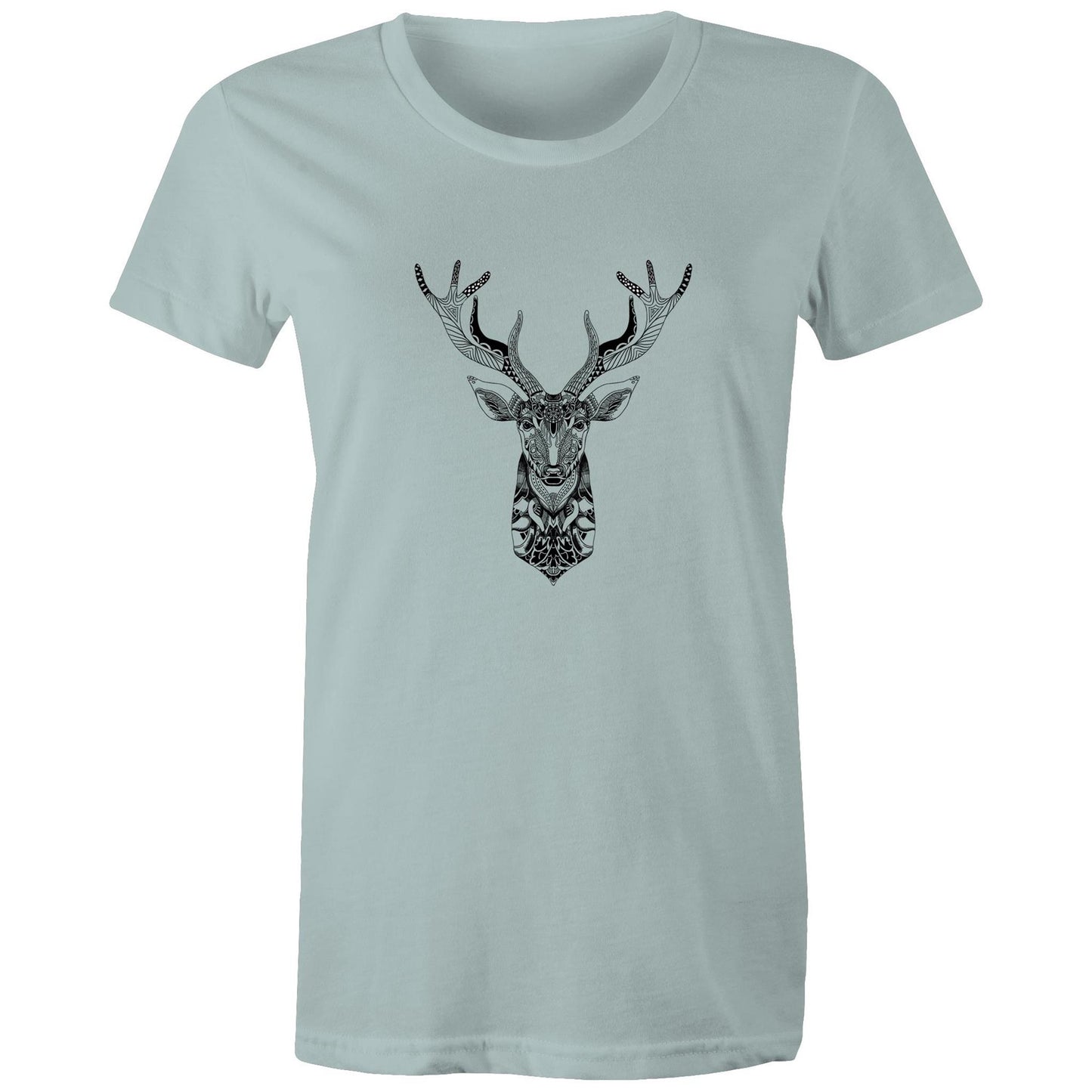 Women's Earthfolk Printed T shirt - Totem Deer - The Crescent Moon