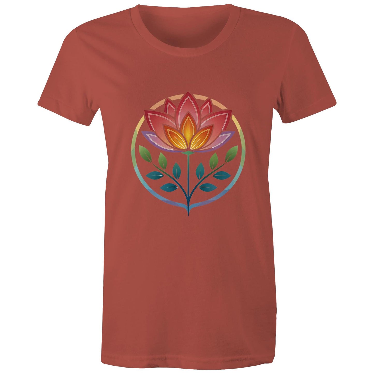 Women's Earthfolk T shirt - Radiant Lotus - The Crescent Moon