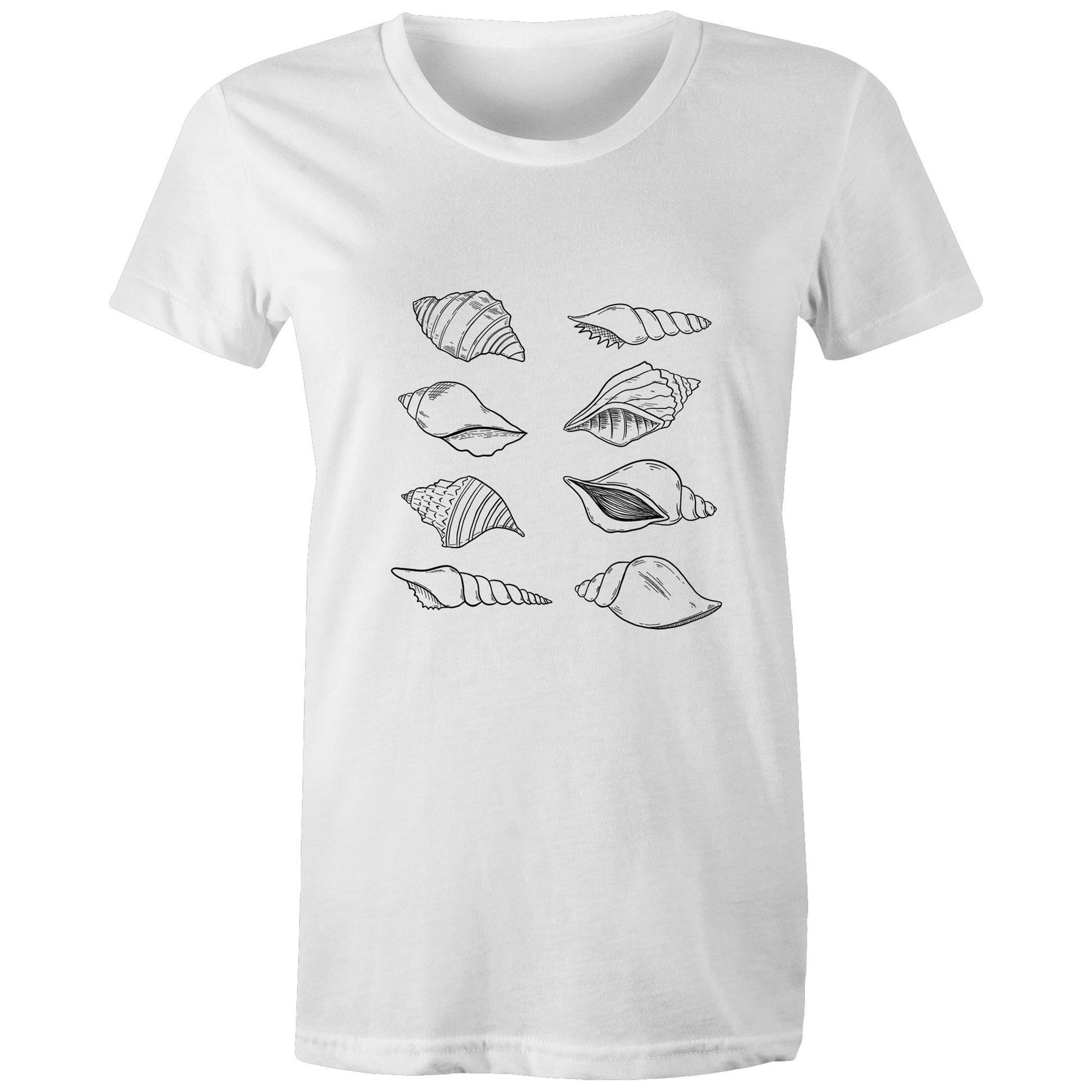 Women's Earthfolk T shirt - Mono Shells - The Crescent Moon