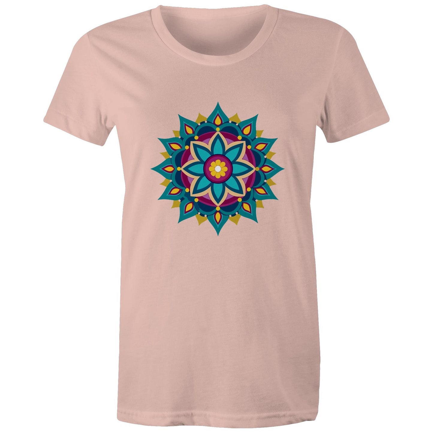 Women's Earthfolk T shirt - Mandala Blue - The Crescent Moon