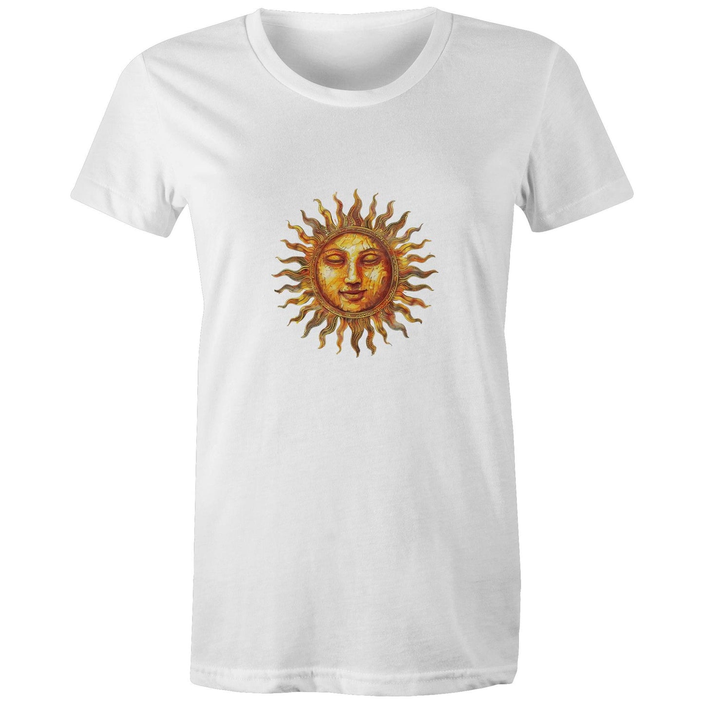 Earthfolk Printed T shirt - Women's Relaxed Fit - Majestic Sun - The Crescent Moon
