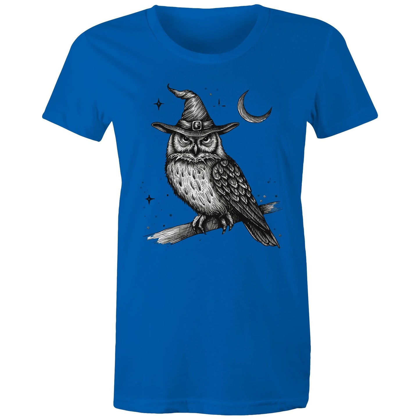 Women's Earthfolk T shirt - Owl magick - The Crescent Moon