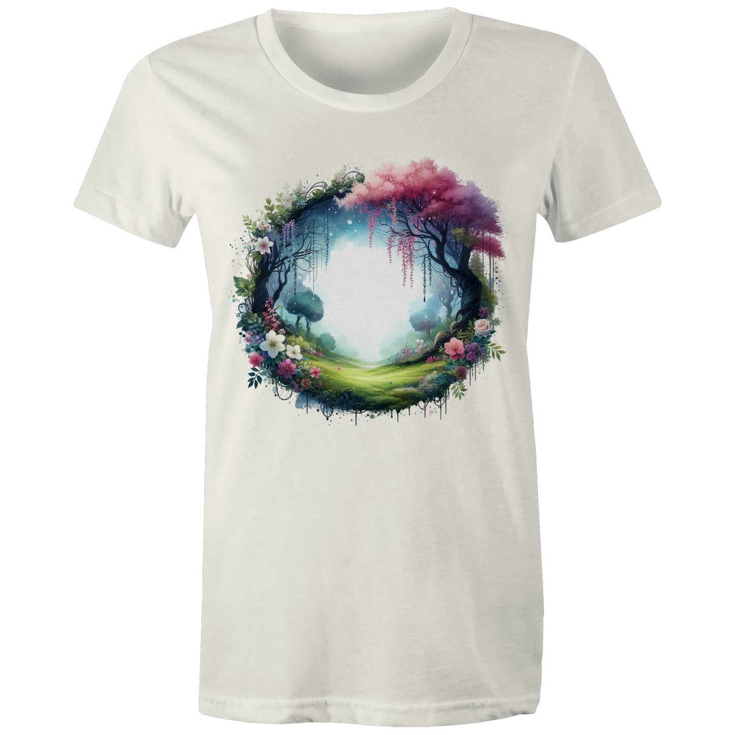 Women's Earthfolk Printed T shirt - Magickal Portal - The Crescent Moon