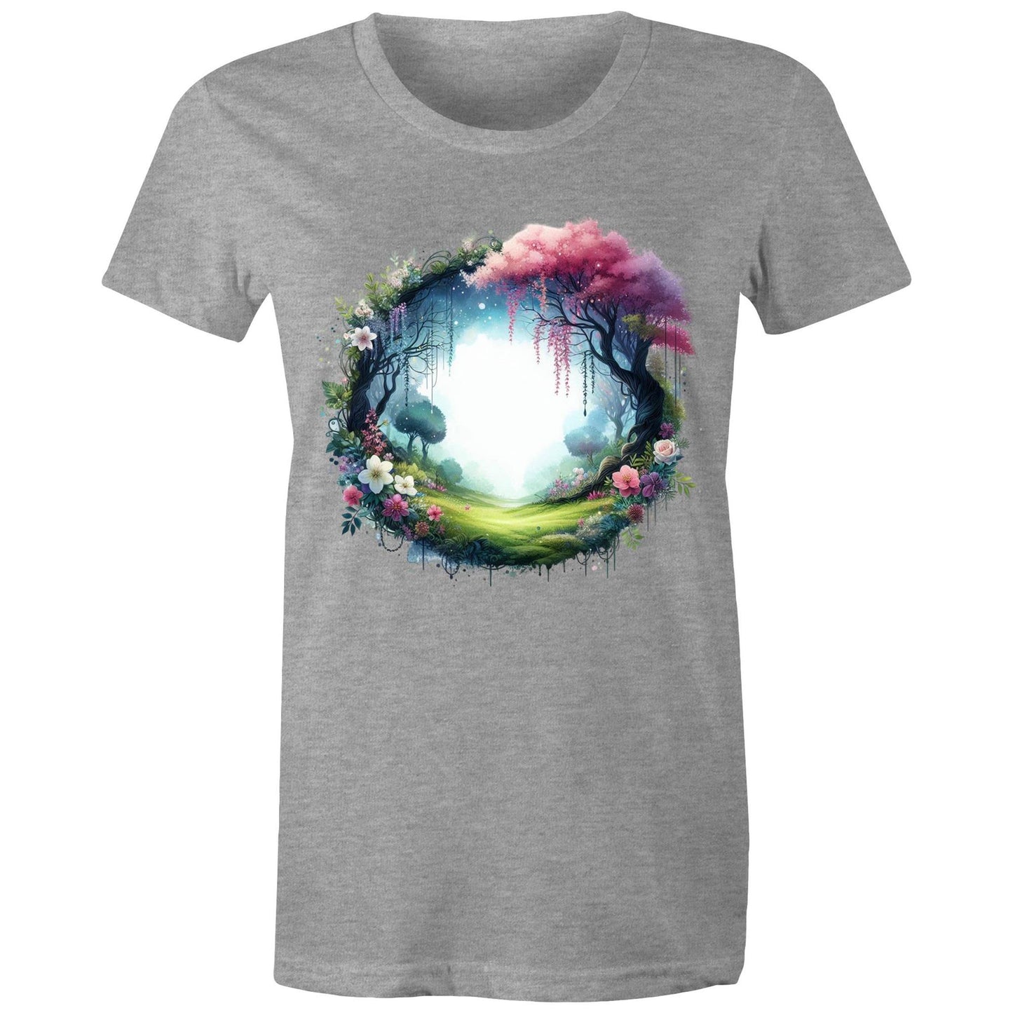 Women's Earthfolk Printed T shirt - Magickal Portal - The Crescent Moon