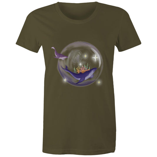 Women's T-shirt by Earthfolk - Crystal Ball Whale - The Crescent Moon
