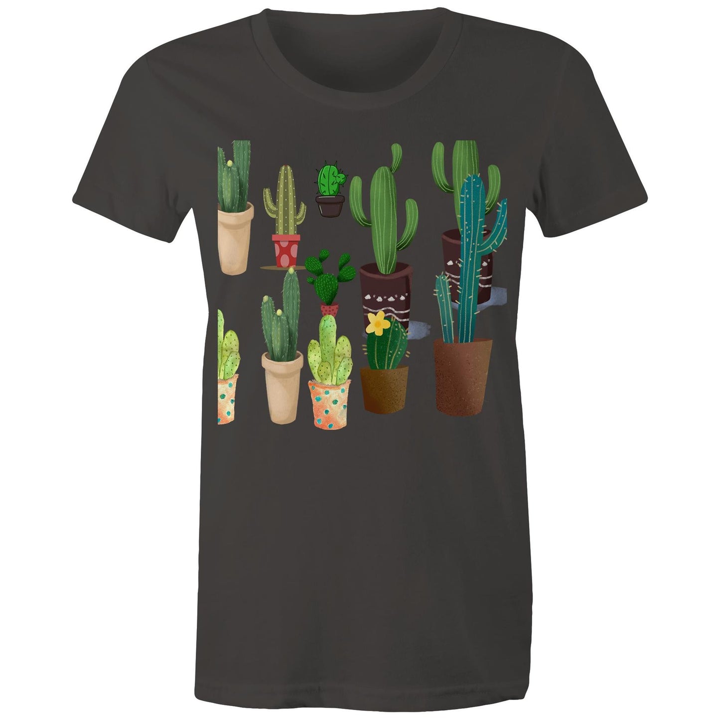 Women's earthfolk Printed T shirt - Succulents / Cactus - The Crescent Moon