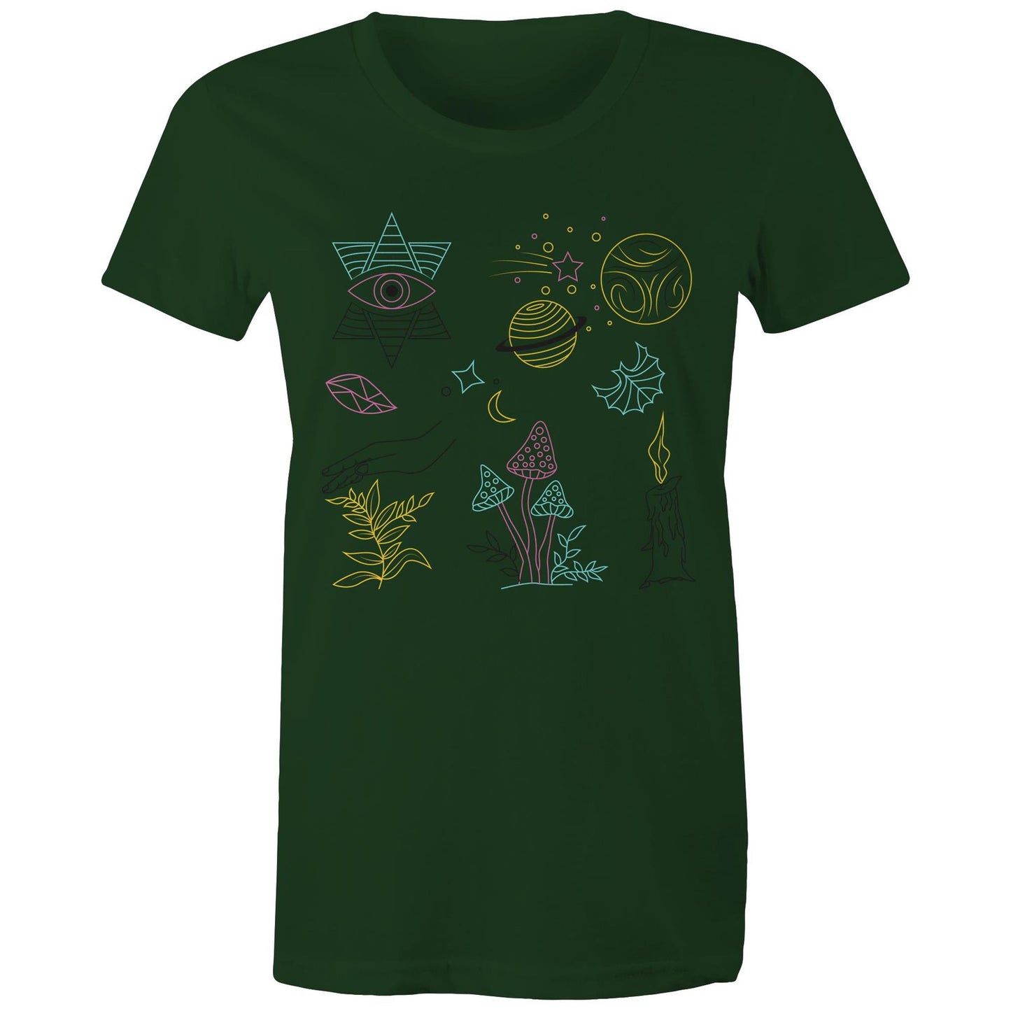 Women's Earthfolk T shirt - Mystic Symbols - The Crescent Moon