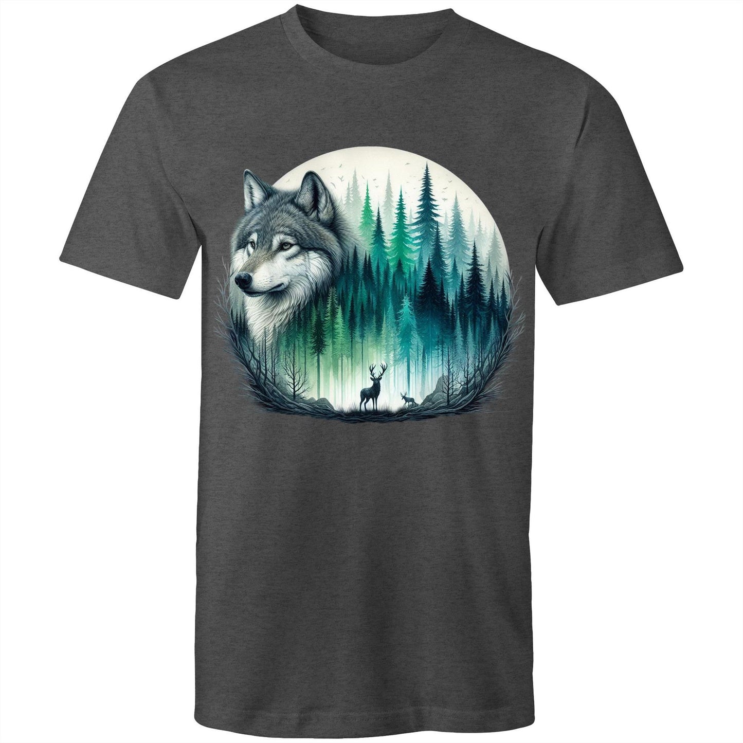 Men's Earthfolk T shirt - Wolf Landscape - The Crescent Moon