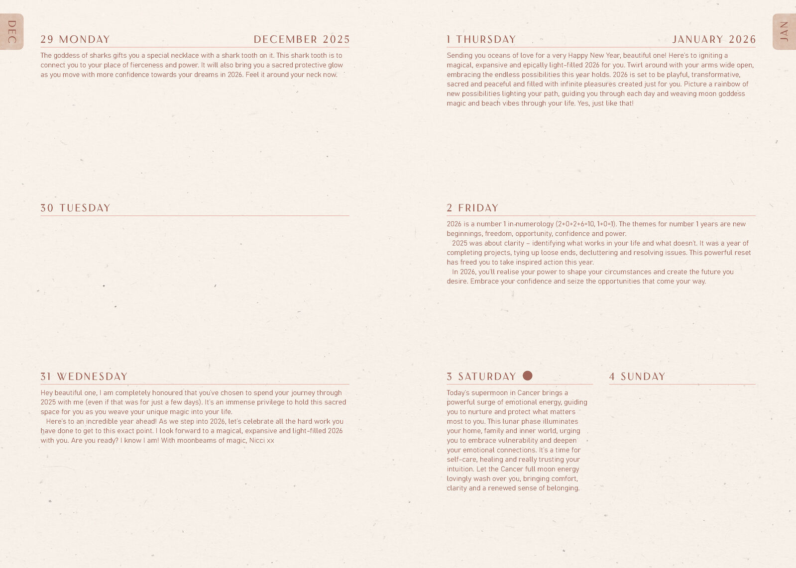 Moon Goddess Diary 2026 Southern Hemisphere - The Crescent Moon