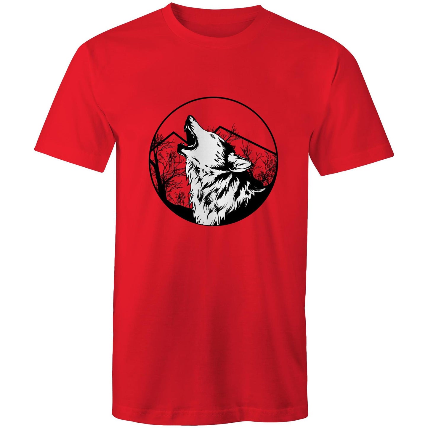 Men's Earthfolk Printed T shirt - Howling Wolf - The Crescent Moon