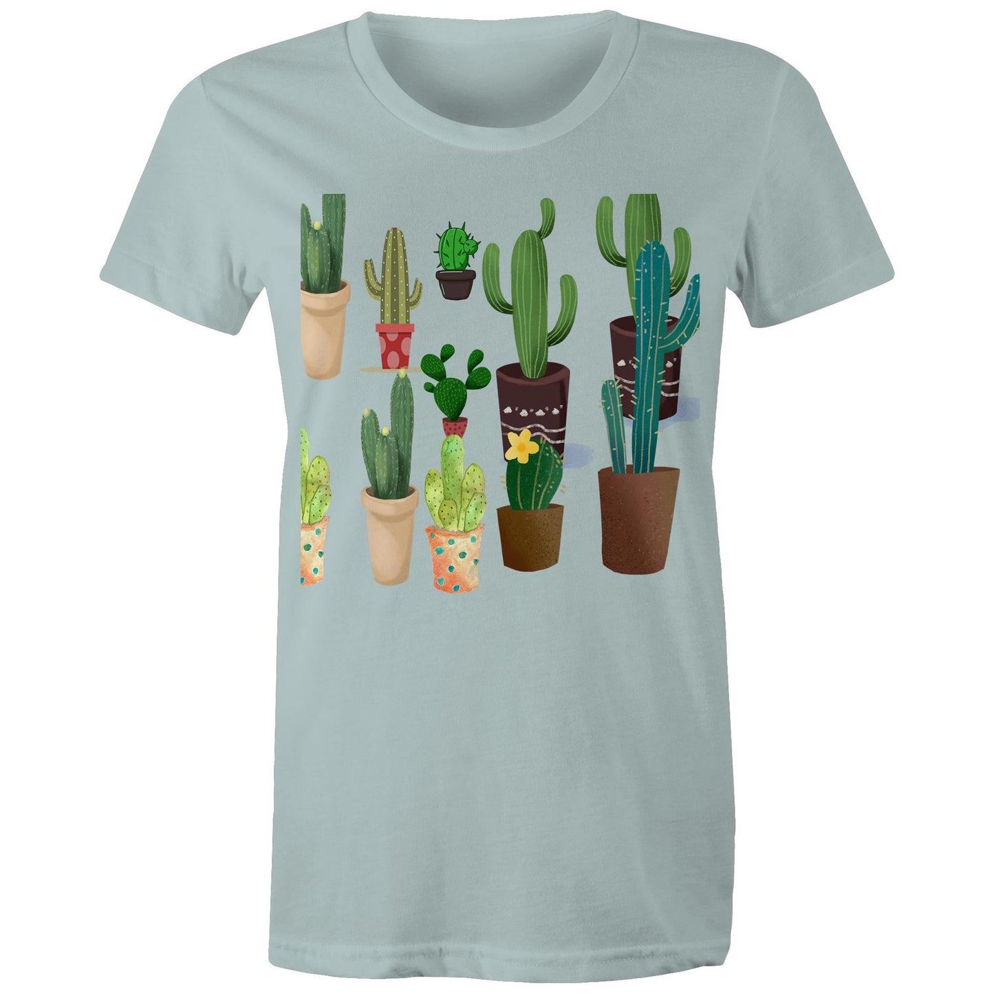 Women's earthfolk Printed T shirt - Succulents / Cactus - The Crescent Moon