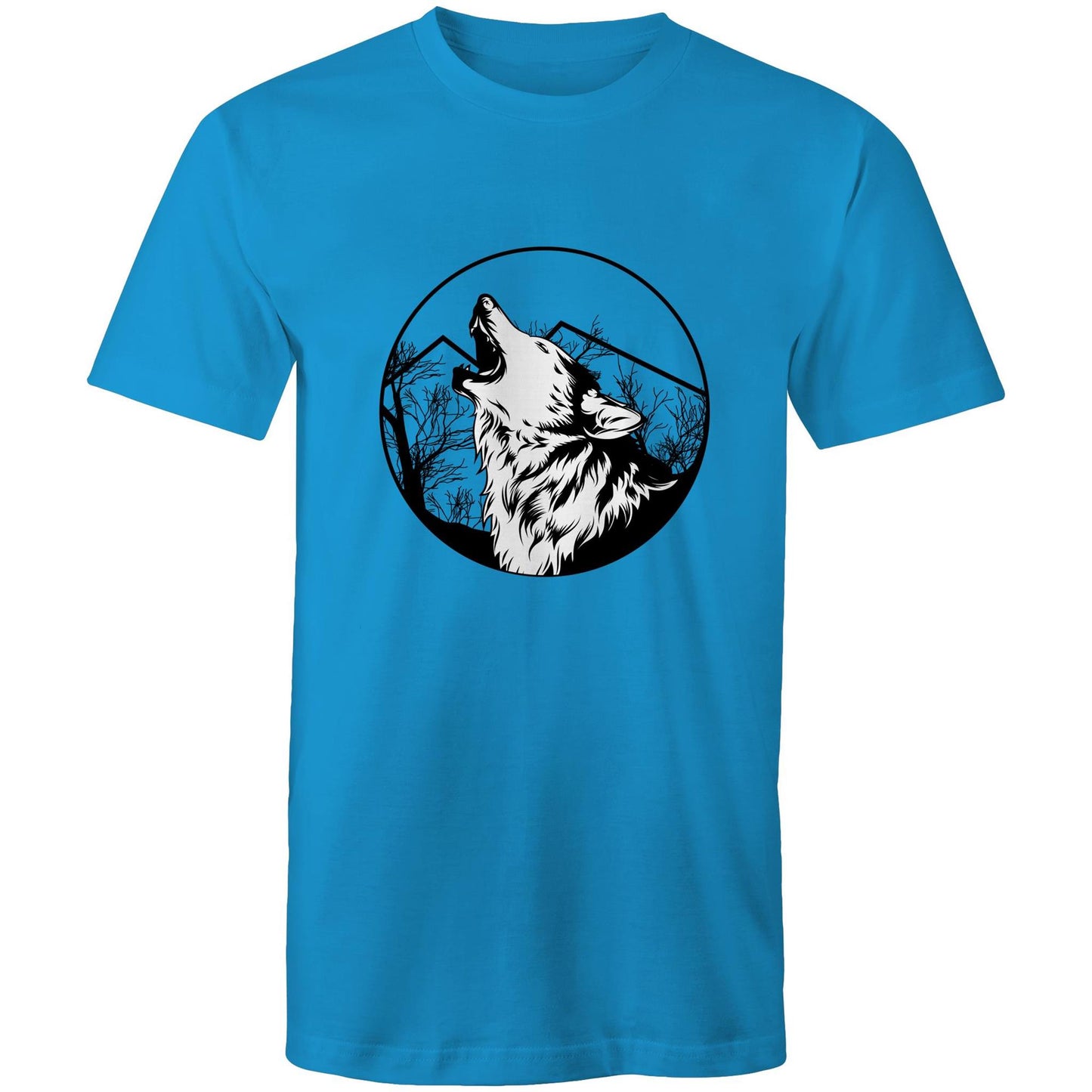 Men's Earthfolk Printed T shirt - Howling Wolf - The Crescent Moon