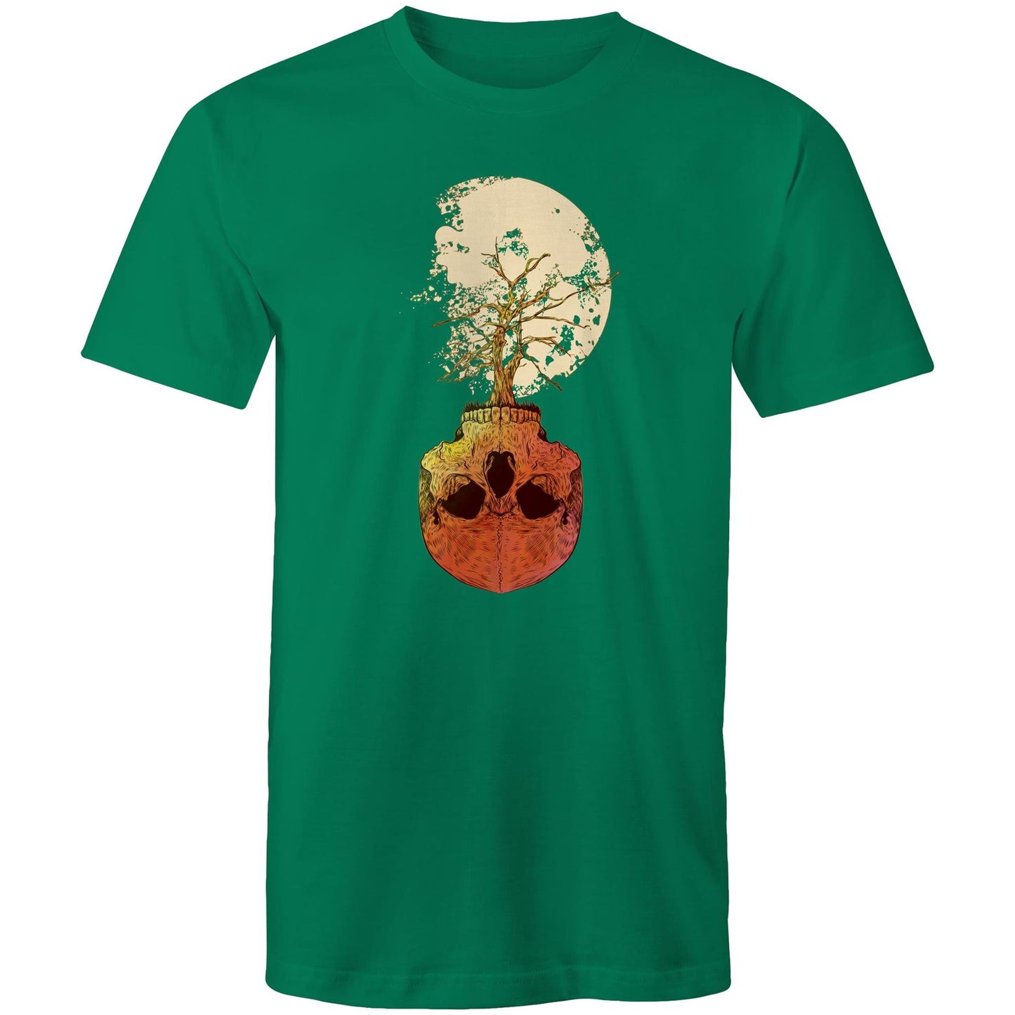 Mens Earthfolk Printed Tshirt - Skull tree - The Crescent Moon