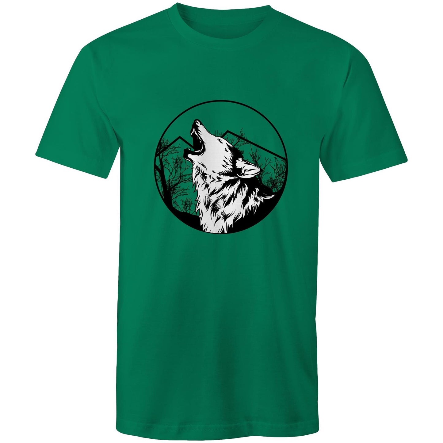 Men's Earthfolk Printed T shirt - Howling Wolf - The Crescent Moon
