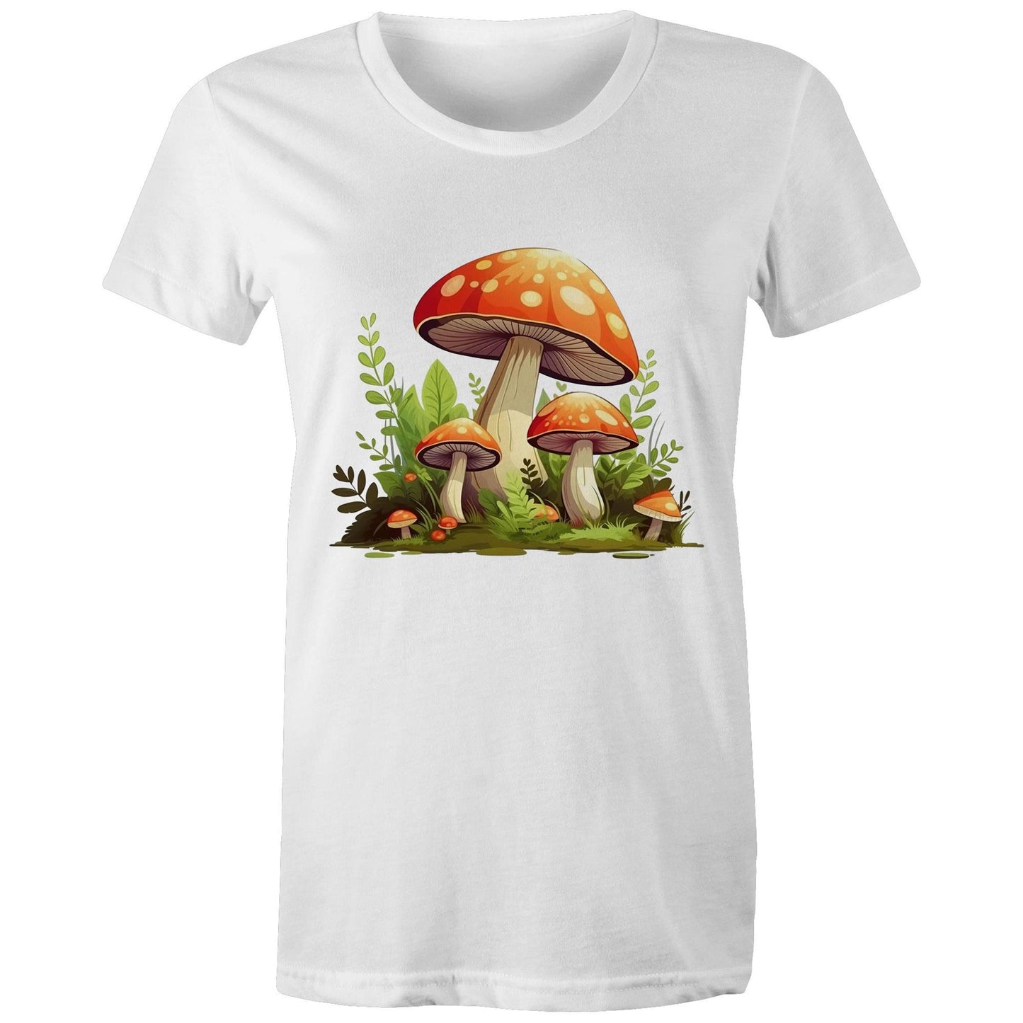 Women's Earthfolk Printed T shirt - Woodland Mushrooms - The Crescent Moon