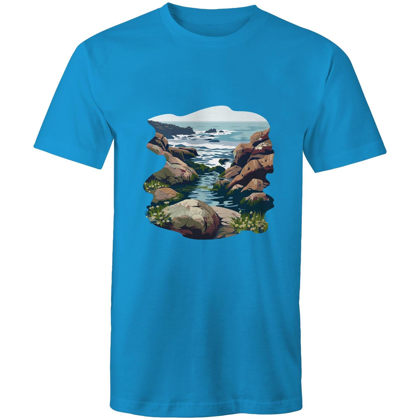 Earthfolk Printed T shirt - Mens Relaxed Fit - Rock Pool Rambles - The Crescent Moon