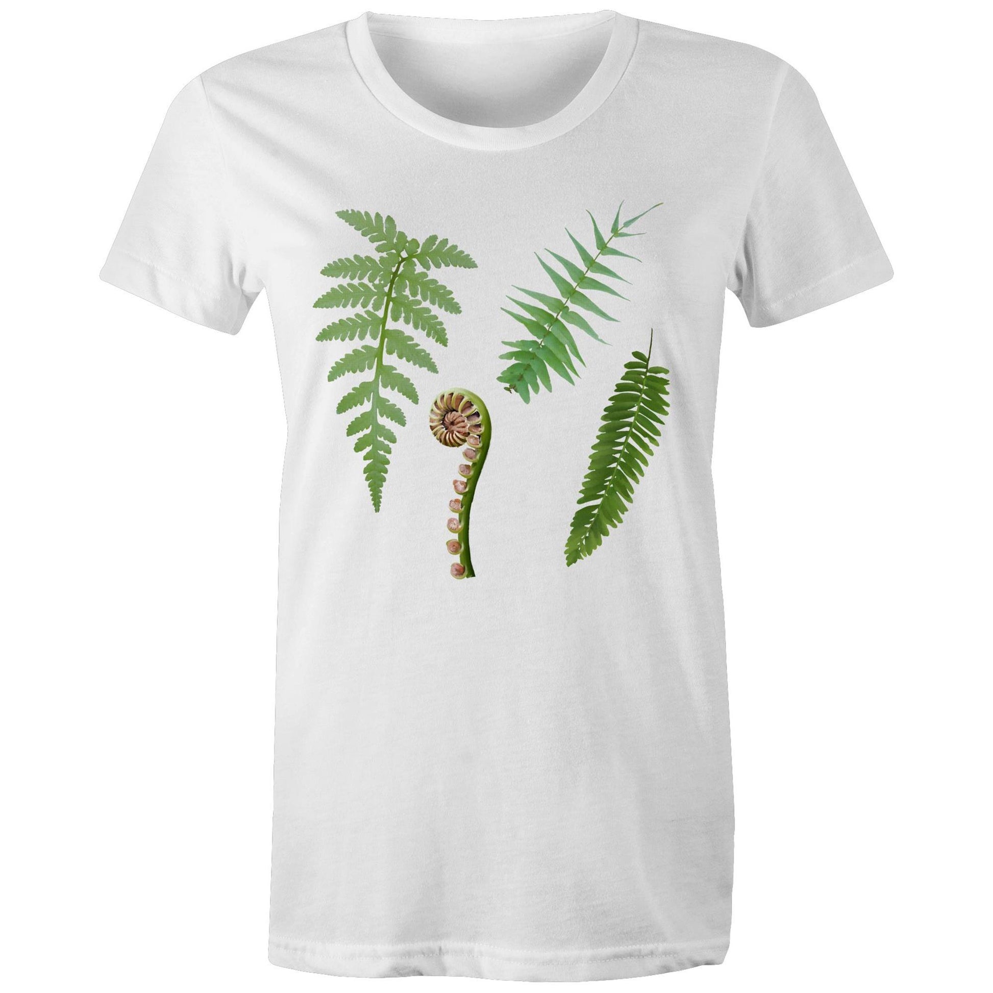 Women's Earthfolk T shirt -Ferns - The Crescent Moon