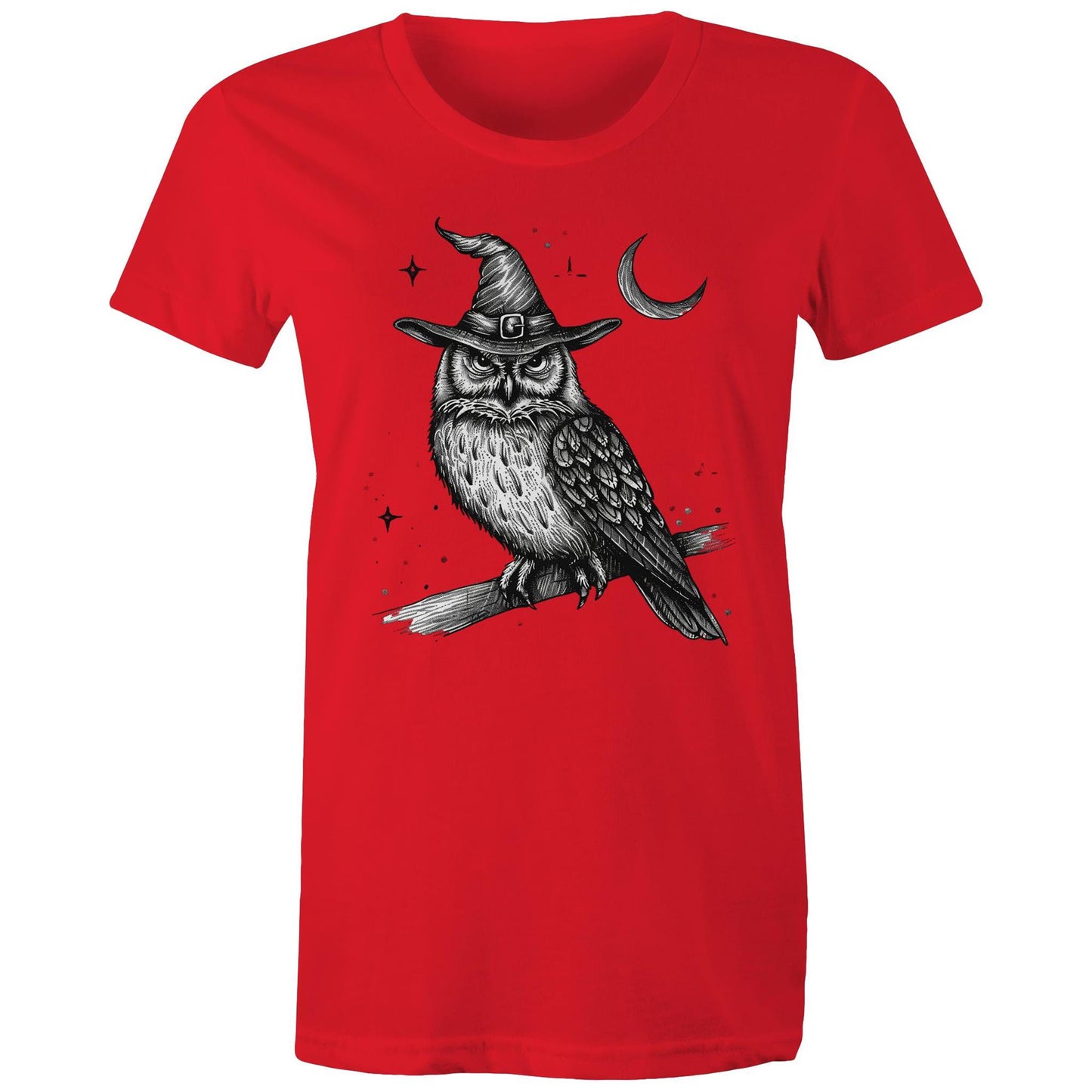 Women's Earthfolk T shirt - Owl magick - The Crescent Moon