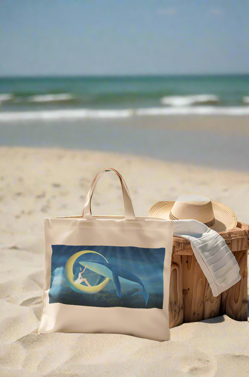 Earthfolk Canvas Tote Bag - Healing Oceans - The Crescent Moon