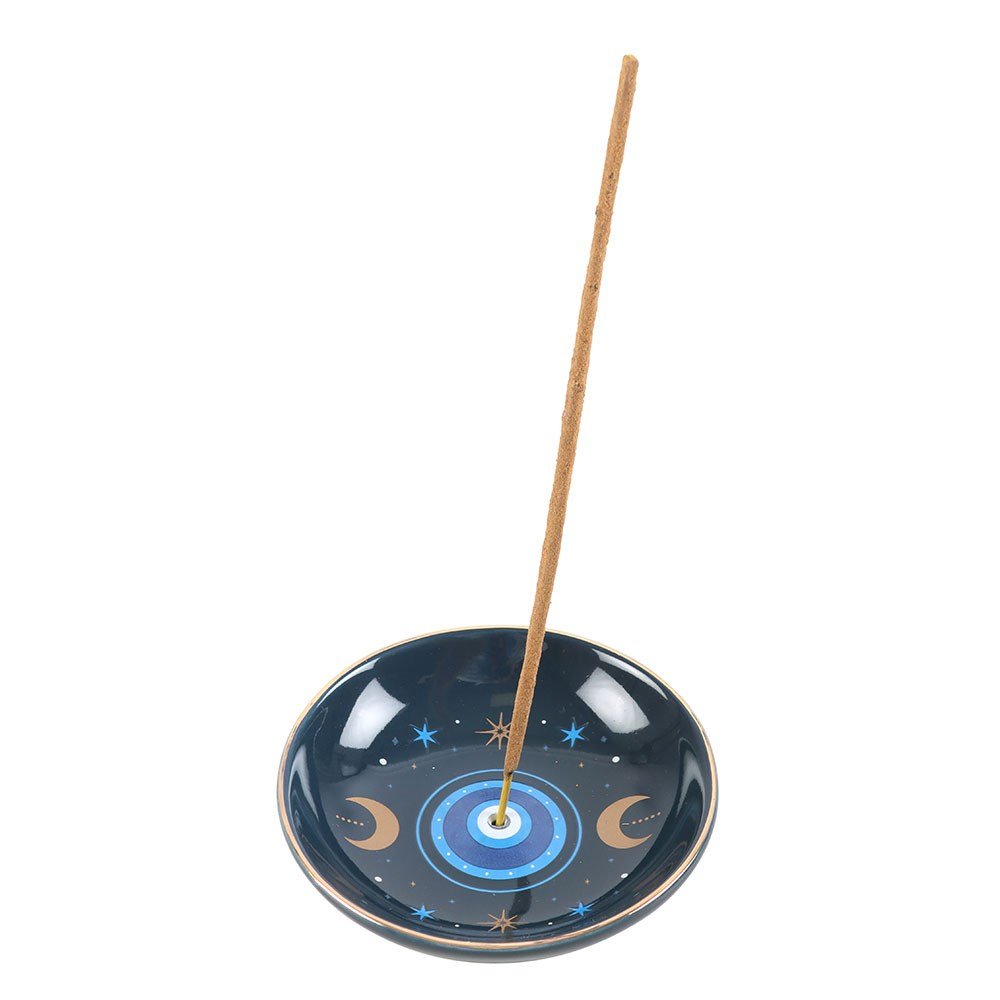 Ceramic Incense Holder - Celestial Evil Eye - The Crescent Moon