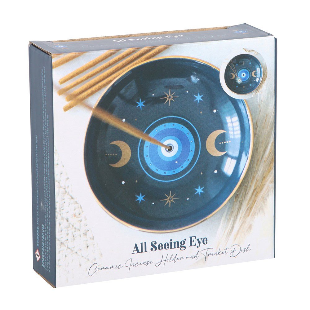 Ceramic Incense Holder - Celestial Evil Eye - The Crescent Moon