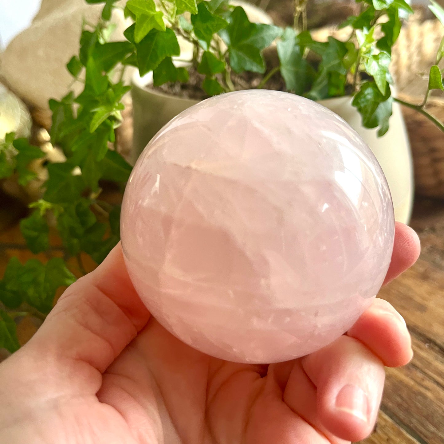 Rose Quartz Crystal Sphere - The Crescent Moon