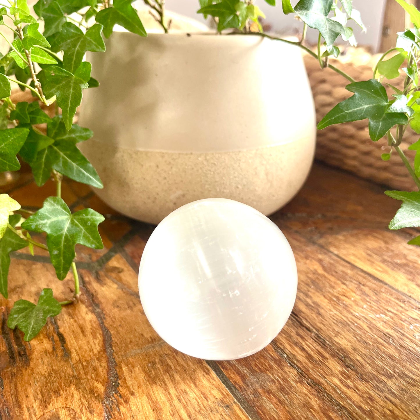 Selenite Crystal Sphere - The Crescent Moon