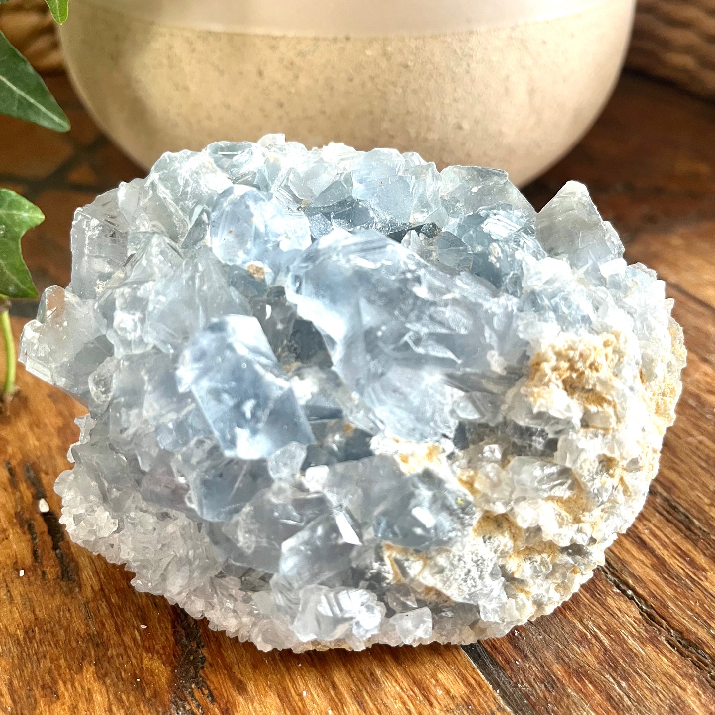 Celestite Crystal Cluster 340gm - The Crescent Moon