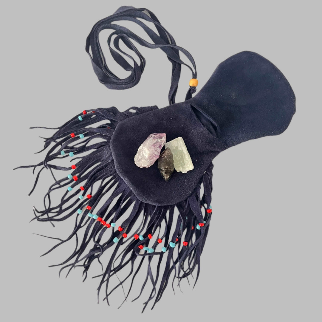 Medicine Crystal Pouch Navy Blue - The Crescent Moon