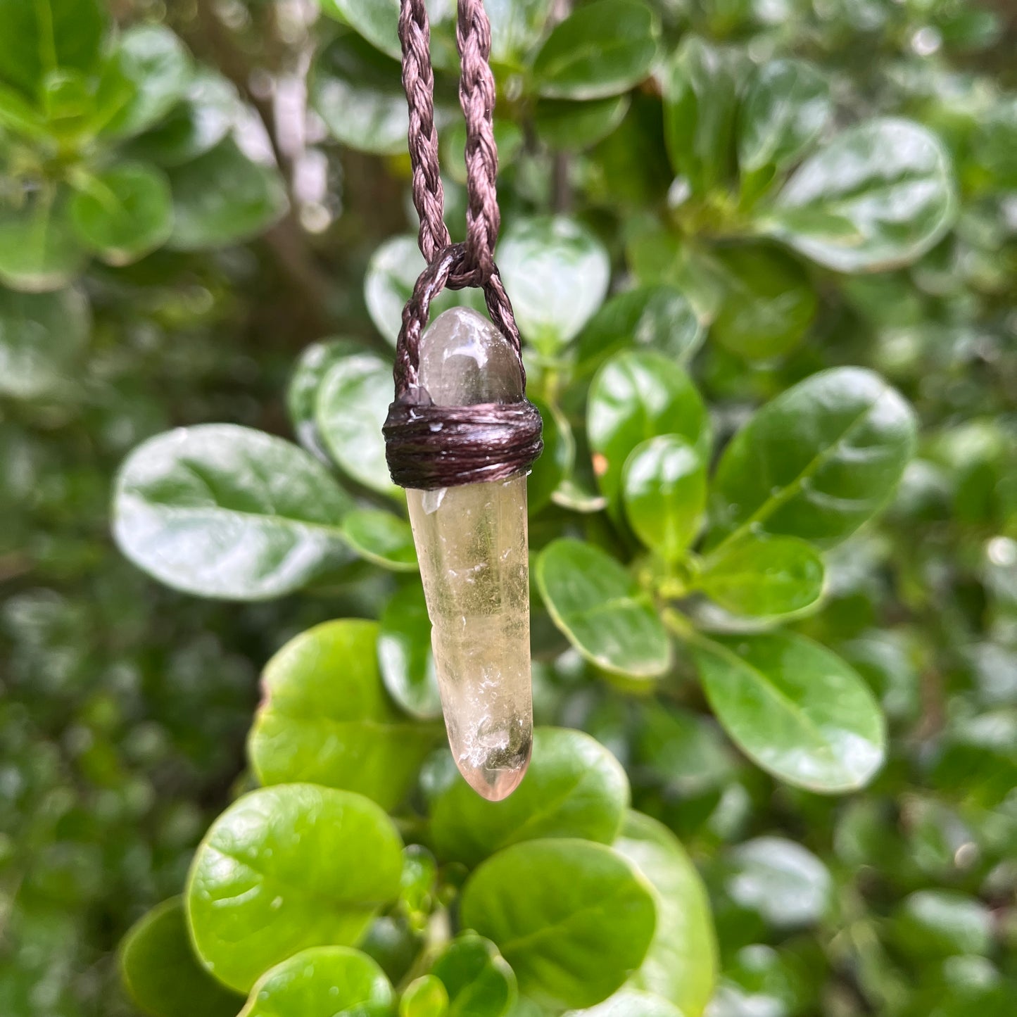 Tribe Talisman Macrame Necklace - Smokey Quartz - The Crescent Moon