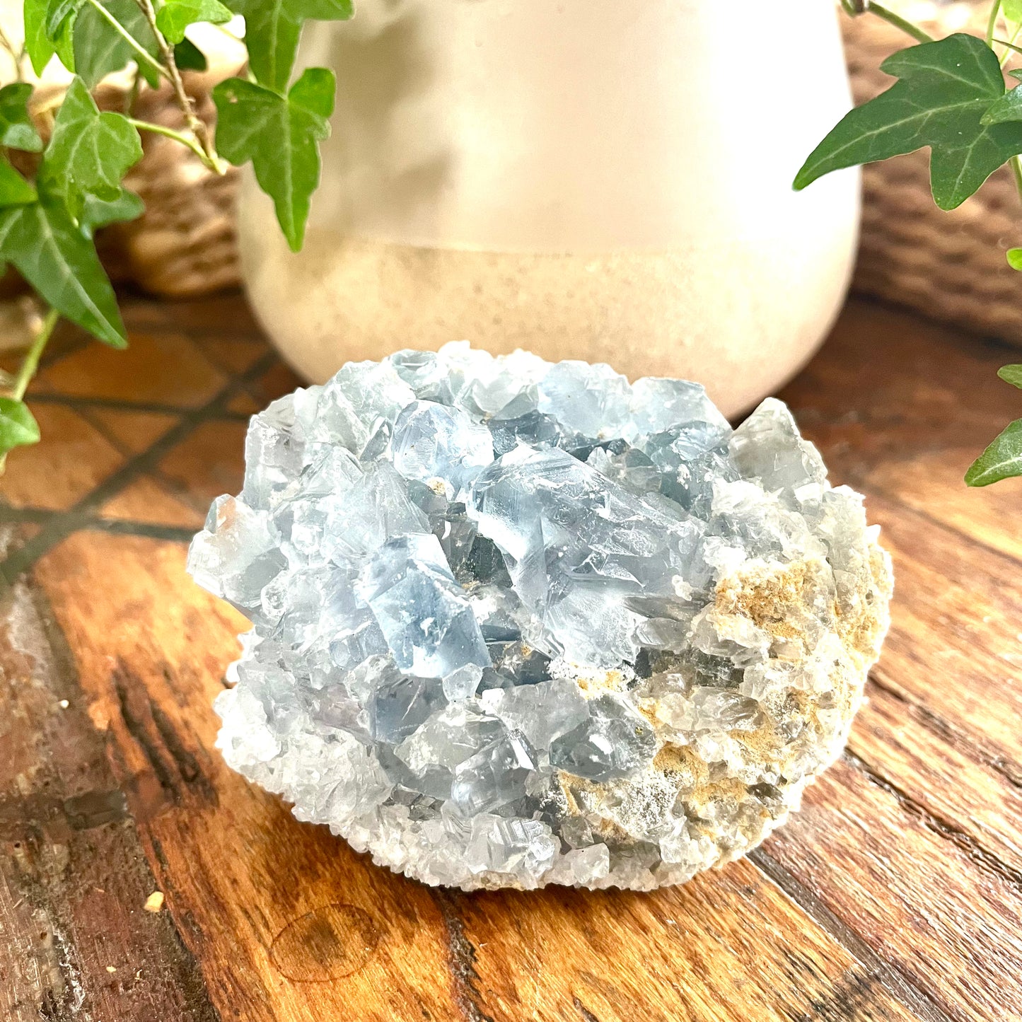 Celestite Crystal Cluster 340gm - The Crescent Moon