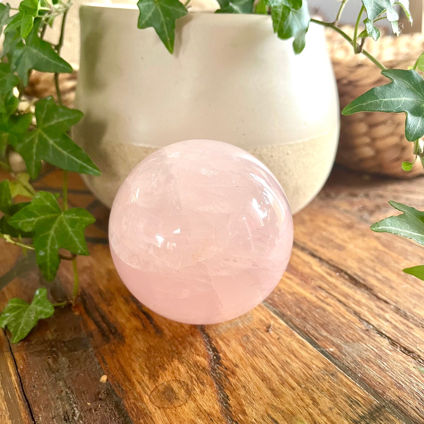 Rose Quartz Crystal Sphere - The Crescent Moon