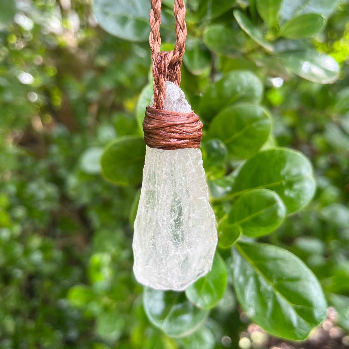 Tribe Talisman Macrame Necklace - Clear Quartz Rough - The Crescent Moon