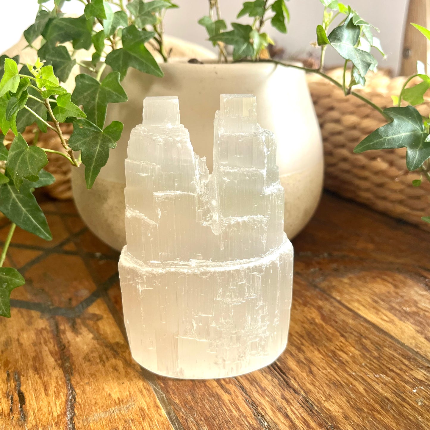 Selenite Crystal Tower - The Crescent Moon